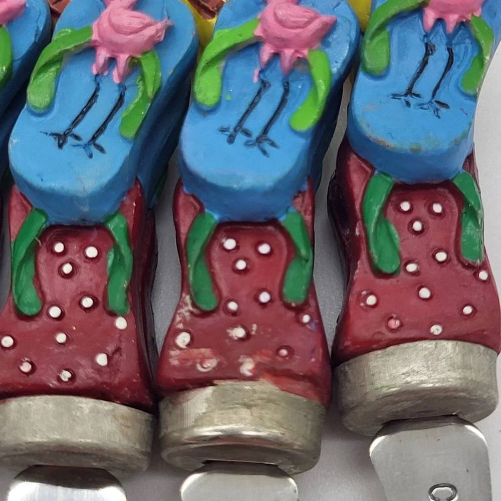 Appetizer Forks Novelty Flip Flop Flamingo Summer Colorful Cocktail Set Of 8